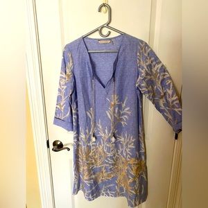 Soft Surroundings:  beach tunic / swimsuit coverup. Shell tassels  100% cotton